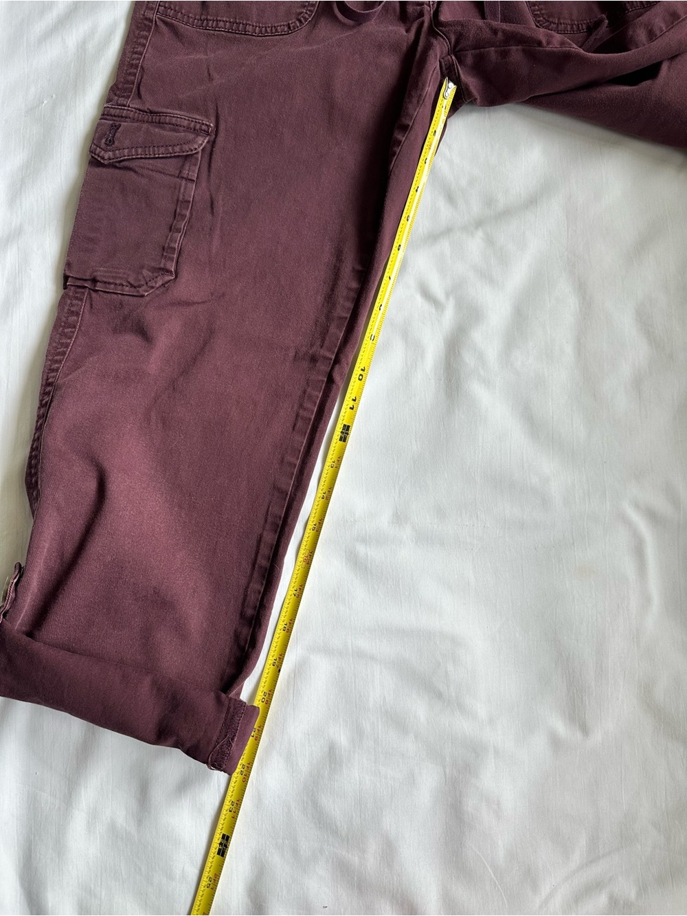 LL Bean Favorite Fit Roll Up Drawstring Cargo Pants in Plum Burgundy - Picture 8 of 10